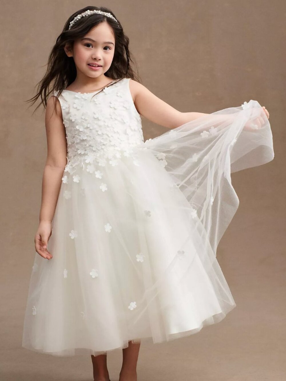 Princess Daliana Carrie Floral Applique Low-Back Tulle Flower Girl Dress (x2)